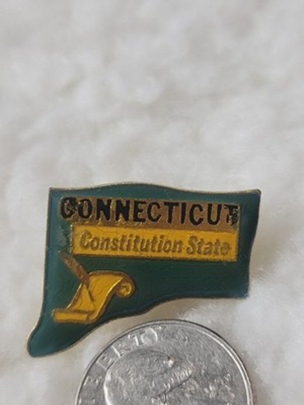 Connecticut Constitution State Shape Epoxy Enamel Lapel Pin 1"